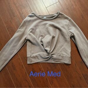 Aerie Women's Taupe Twist-Detail Top